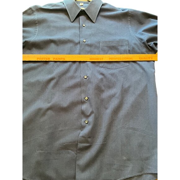 Van Heusen Navy Long Sleeve Dress Shirt Size 16‎ 1/2 34/35 Cotton Blend - Picture 6 of 9